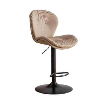 Imagem de hezhuhe2258 Cadeira de bar cadeira elevatória para casa moderna simples encosto alto duplo bancos escandinavos frontais (marrom)