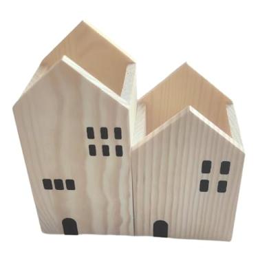 Imagem de WeiLaiKeQi Caddy de armazenamento de armazenamento de comprimido de porta -lápis multiuso de madeira para acessórios de escritório em casa Organizador de desktop, Bege