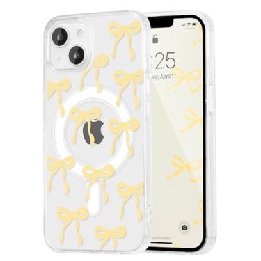 Imagem de UEEBAI Capa magnética para Samsung Galaxy A17 5G, capa de arco compatível com MagSafe, fita fina sem fio, estética, capa protetora antiamarelamento à prova de choque para mulheres e meninas - amarelo