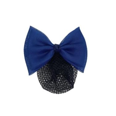 Imagem de Rede de Cabelo com Laço - Acessório Profissional para Cabelos - Ideal para Uniformes e Uso Diário(Azul)