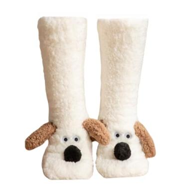 Imagem de UIVXXUD Meias aconchegantes de lã coral grossa antiderrapante para mulheres de 5 a 10 anos – Meias térmicas fofas de pelúcia felpudas e quentes para o inverno, conforto no chão interno, laváveis na