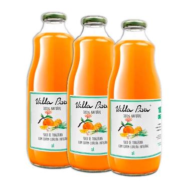 Imagem de Kit 3X: Suco de Tangerina com Capim Cidreira Sem Açúcar Villa Piva 1L