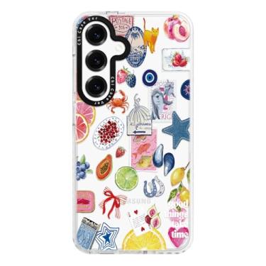 Imagem de ChiCaseVer Capa para Samsung Galaxy S24 FE, estampa de colagem de frutas costeiras com amuletos da sorte, proteção contra quedas de nível militar, linda proteção de TPU macio Y2K e proteção de câmera