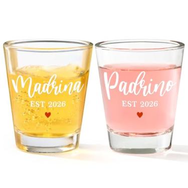 Imagem de Futtumy Presente de pedido de padrinhos, 59 g Padrino Madrina Est 2026 copos de shot, presente de pedido de madrinha, presentes de proposta Padrinos Madrina para madrinha padrinho na festa de Natal