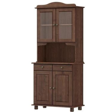 Imagem de Cristaleira Madeira Maciça 4 Portas 88 Cm 8926 Cafe - MILANI MOVELARIA