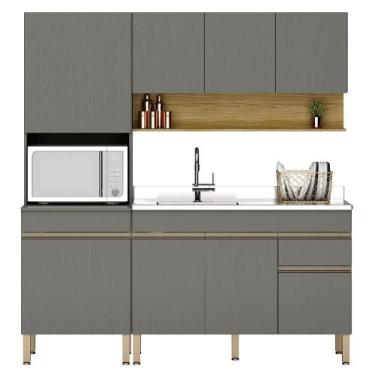 Imagem de Cozinha Modulada 3Pçs Balcão Pia Line Ktp Gris Freijó - Kit's Paraná