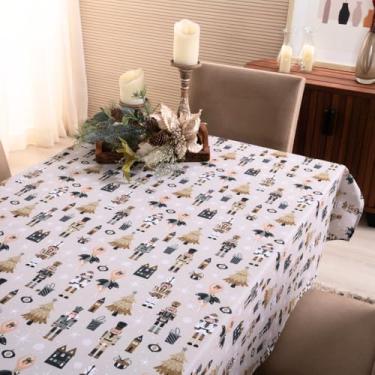 Imagem de Toalha de Mesa Natalina Digital, Oxford 100% Poliéster, Branca com Estampa Digital, tamanhos: 4, 6 ou 8 lugares (Estampa 4, 6 Lugares)