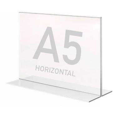 Imagem de Display Expositor T A5 15x21cm Horizontal Acrílico Ps Balcão