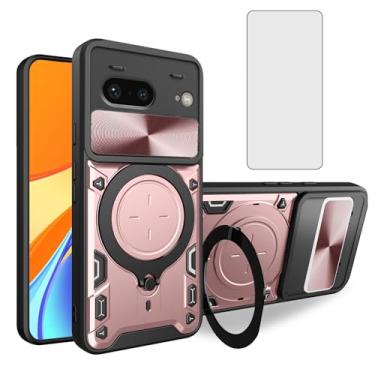 Imagem de Asuwish Capa de celular para Google Pixel 7 5G Slide Camera Magnetic Cover com protetor de tela de vidro temperado e suporte de anel acessórios de celular híbrido Pixel7 Pixle Seven 6.3 feminino ouro
