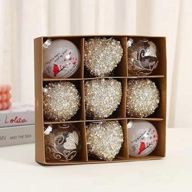 Imagem de Bola de decoração de amor, 12 peças de bolas de Natal champanhe 6 cm/8 cm, pingente de decoração de árvore de presente para decoração de guirlanda de Natal (champanhe)