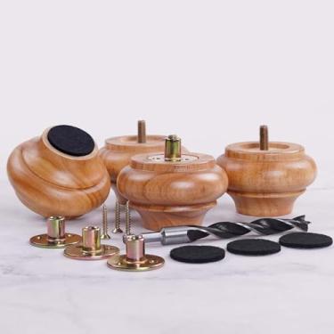 Imagem de Conjunto de 4 pernas de móveis de madeira maciça de 5 cm - Pés de substituição multiuso para mesas, cadeiras, sofá, armário, banco, cama e projetos de artesanato