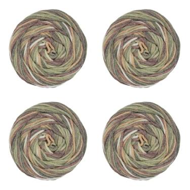 Imagem de Clowex Macramê de algodão de 3 mm, multicolorido, trançado, 4 bolas x 140 metros, 4 fios de bolo ombré colorido Aran, cordão de macramê arco-íris variegado para tricô, crochê e nó, cordão de