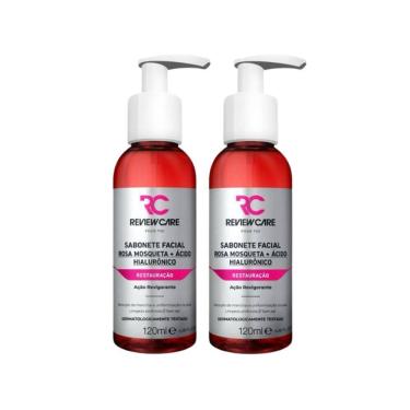 Imagem de Kit 2 Sabonete Facial Review Care Rosa Mosqueta e Ácido Hialurônico Restauração 120ml