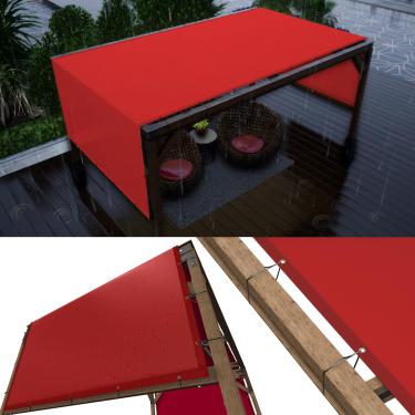 Imagem de ColourTree Cobertura de substituição de toldo de pérgola impermeável vermelha de 2,5 x 7,6 m UPF50, tecido de grau comercial 260 GSM para pátio ao ar livre, jardim, deck, quintal (fazemos tamanho