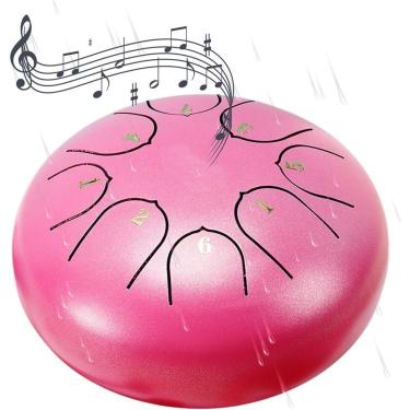 Imagem de Tambor De Aço Com Língua Chakra Tambor Para Chuva Tambor Para Exteriores Sino De Chuva Tambor De Chuva À Prova D'água Para Instrumento De Jardim Tambor De Chakra 6 Polegadas 8, Pink