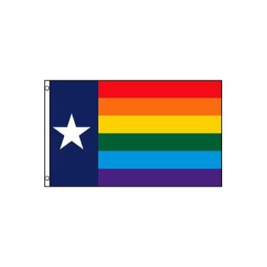 Imagem de AZ FLAG - Bandeira de arco-íris do Texas - 9,5 cm x 1,5 m - Faixa texana gay de poliéster 100D com dois ilhós de metal - Resistente ao desbotamento - Cores vivas - 90 cm x 1,5 m - 150 x 90 cm