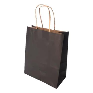Imagem de Sacola LC Liso Papel Kraft Natural Alça Natural 17,5x8,5x21,5 c/10un (Preto)
