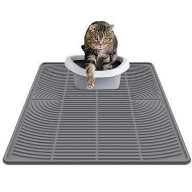 Imagem de LZEXIN Tapete de areia para gatos, tapete de silicone extra grande, tapete de armadilha de areia, controle de dispersão para limpeza do chão, à prova d'água e antiderrapante, suprimentos e acessórios