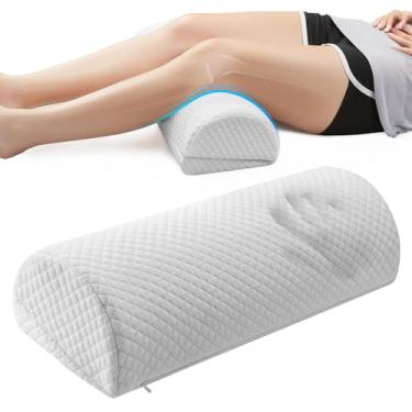 Imagem de Almofada de perna meia lua para dormir nas costas - Almofada ajustável sob o joelho para tornozelos - Almofada de perna de espuma viscoelástica pura para dormir na cama - branca