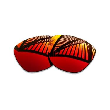 Imagem de MYCOURAG Lentes de reposição polarizadas com proteção UV para óculos de sol Ray-Ban RW4014 Skyler (Gen 2) 52 mm, Revestido espelhado vermelho fogo polarizado, One Size