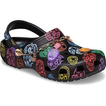 Imagem de Crocs Pantufas estampadas clássicas unissex para adultos, Preto/Multi Dia De Los Muertos, 43