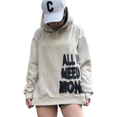 Imagem de Moletom Dynict unissex Y2K colorido com estampa de letras de hip hop