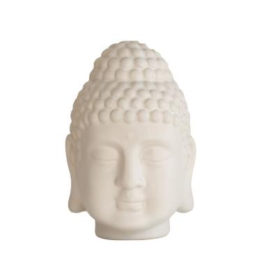 Imagem de Estátua de escultura em estilo zen asiático cabeça de buda em cerâmica branca