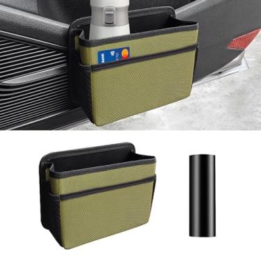 Imagem de Tioollev Caixote do lixo de carro, porta-lixo dobrável para mini veículos, organizador de lixo, impermeável, mini caixote do lixo automático, recipiente de armazenamento para vans, SUVs (verde militar