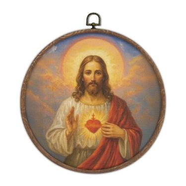 Imagem de DTLGTG Arte de parede em tela do Sagrado Coração de Jesus, Arte Cristã Religiosa, Imagem de Jesus Católico para Casa, Decoração de Parede Bíblica, 25 x 25 cm