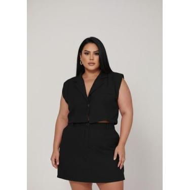 Imagem de Conjunto Alfaiataria Plus Size Cropped Colete E Shorts Saia - WSA Aces