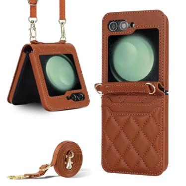 Imagem de Asuwish Capa de telefone para Samsung Galaxy Z Flip 6 5G 2024 capa carteira com compartimento para cartão de crédito alça transversal fina acessórios de celular robusto ZFlip6 Z6 G Flip6 6Z mulheres