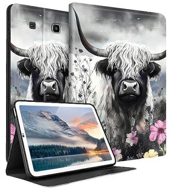 Imagem de HEAKIERG Capa para tablet Samsung Galaxy Tab E 9,6 polegadas 2015 (SM-T560/T561/T565/T567), capa protetora de couro PU com suporte para vários ângulos de visualização para Galaxy Tab E 9,6 polegadas,