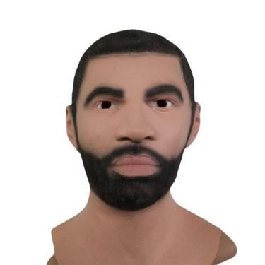 Imagem de Máscara facial masculina realista com resina de barba de cabeça cheia, tamanho único