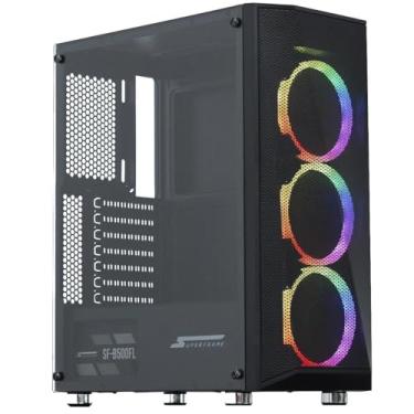 Imagem de Gabinete Gamer Superframe Flow, Mid Tower, Rgb, Vidro Temperado, Atx, Black, Sem Fonte, Com 3 Fans