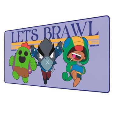 Imagem de SUBSONIC - Mouse pad para jogos XXL, Brawl Stars Legendary Edition, roxo e azul, 88 x 38 cm, base antiderrapante, bordas costuradas, superfície repelente de água, almofada de mesa de jogos licenciada