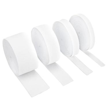 Imagem de letsinstyle 4 rolos, faixa elástica branca de 5 metros, carretel elástico, acessórios de costura para calças de cintura, cinto de roupa de banho ou artesanato, faça você mesmo