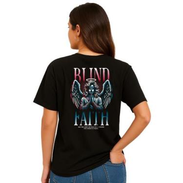 Imagem de Camiseta Anjo Fé Cega Cristã a Escolha é Sua - Hipsters, Preto, P