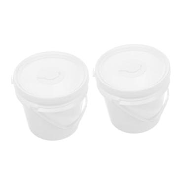 Imagem de Wipes Dispenser Bucket 2pcs with Lid Portable Plastic Wipe Container and Paper Towels Small White Storage Bucket for Bathroom and Car