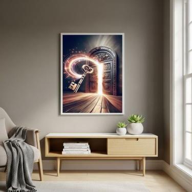 Imagem de Quadro Decorativo Chave para a Porta Mágica - 70x50cm Cor:Moldura Pret