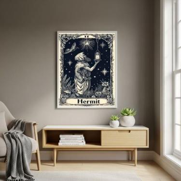 Imagem de Quadro Decorativo Carta de Tarô O Eremita - 70x50cm Cor:Moldura Preta 