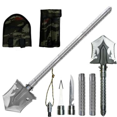 Imagem de NORDPEAK Pá de sobrevivência de grau militar - Pá dobrável tática 16 em 1 com régua e bolsa | Design resistente inquebrável para acampamento, caminhada, off-road, emergência, jardinagem