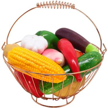 Imagem de Kit Fruteira Redonda Com 12pçs Legumes Artificiais Em Isopor