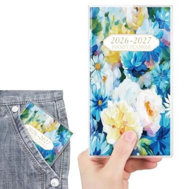 Imagem de ReliThick Calendário de bolso 2026 para bolsa, agenda mensal pequena para mulheres, agenda semanal prática de bolso, diário, presente de Natal e ano novo, irmãs amigas e mulheres (2026-2027, pintura a