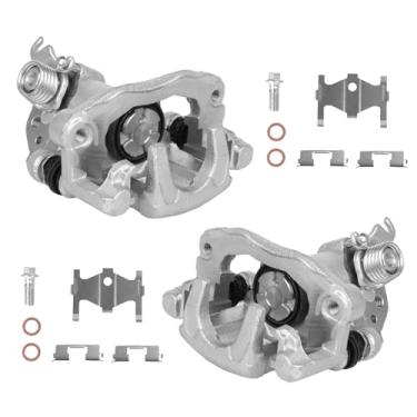 Imagem de KUSATEC Pinça de freio a disco traseiro 19B3302 19B3303 com suporte para modelos Hyundai 2005-2006, Tiburon 2004-2008, Spectra 2005-2009, lado do motorista traseiro e do passageiro