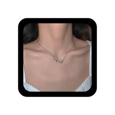 Imagem de Xduargs Colar com pingente de tulipa boêmio, colares florais de cristal, vintage, tulipa, gargantilha, colares de flores, joias femininas