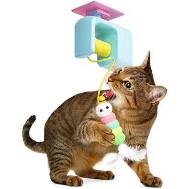 Imagem de Cabide de porta de brinquedo para gatos, brinquedo retrátil interativo para varinha de gatos | Acessórios de treinamento divertidos, suprimentos de entretenimento para animais de estimação, exercícios