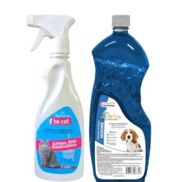 Imagem de Kit 1 Limpa Xixi Enzimático Gato 500ml + 1 Desinfetante 2L - Marine - Be Dog