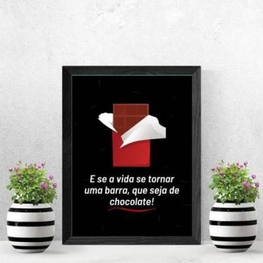 Imagem de Quadro Decorativo Barra De Chocolate 24X18 Com Vidro - Preta - Quadros