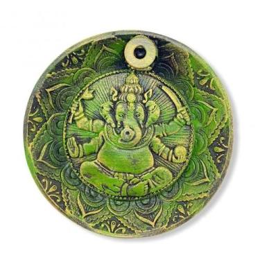 Imagem de Incensário Cascata Prato Ganesha Verde 12 Cm Em Resina - Bialluz Prese