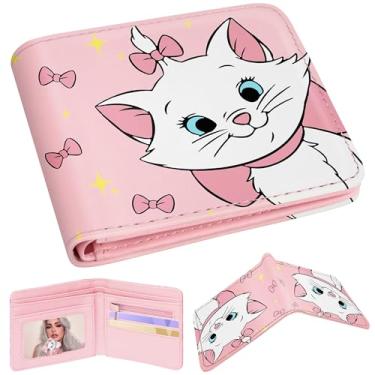 Imagem de Toyuma Carteira de couro para meninos, meninas, adolescentes, desenho animado, Gato branco
